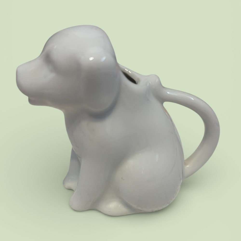White Puppy-Shaped Porcelain Mini Creamer- so adorable!